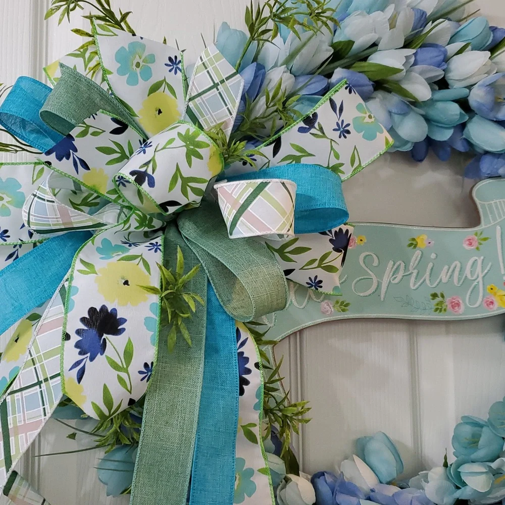 Blue Floral Spring Wreath